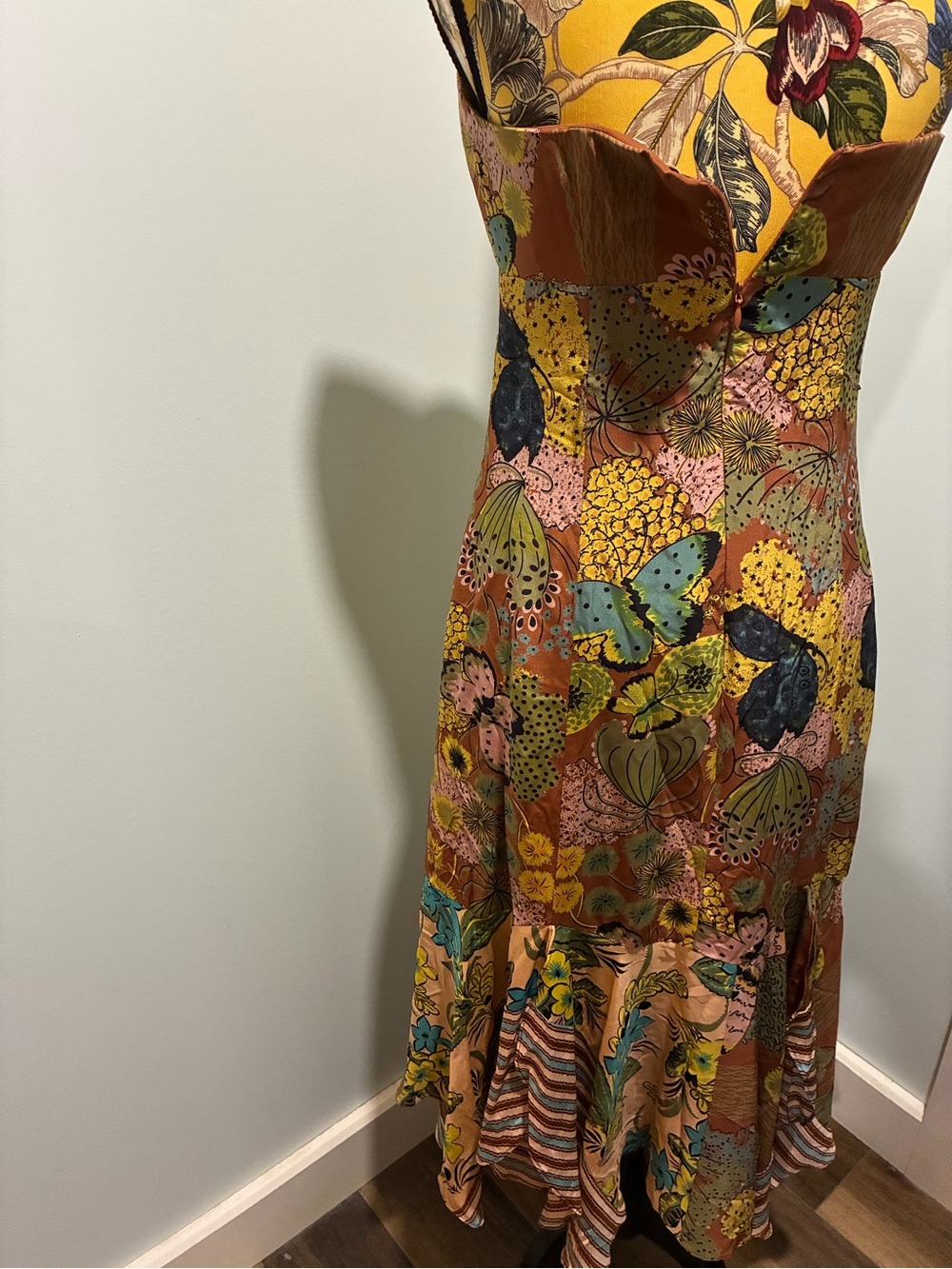 Nanette Lepore Silk Floral Strapless Maxi Dress with Butterflies Size 10 - Picture 2 of 9
